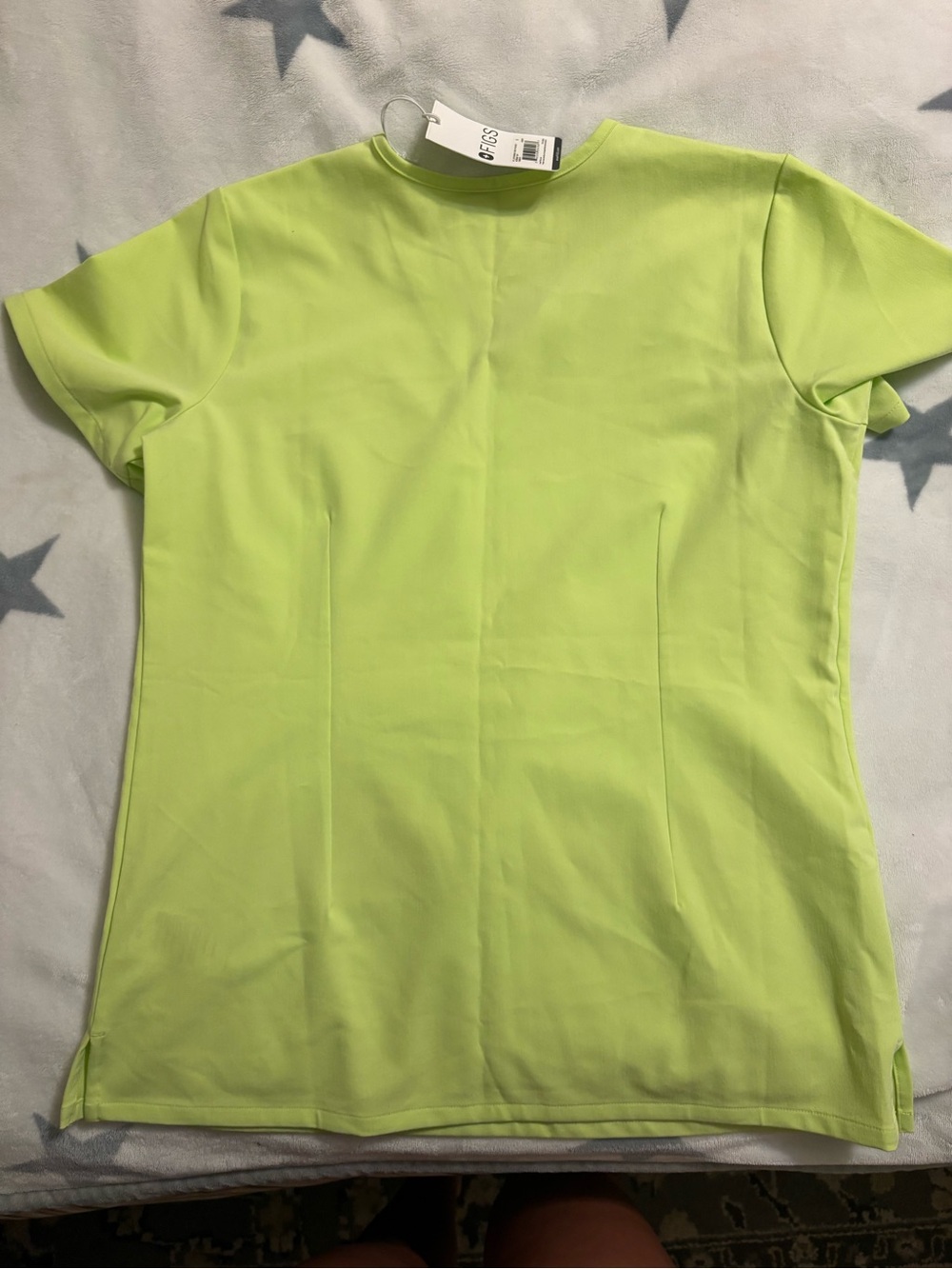 Figs Women's V-Neck Scrub Top in Neon Lime - Picture 2 of 3